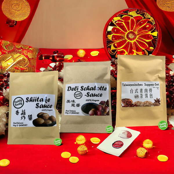 農曆新年快樂組合1-Geschenkset 1 "Lunar New Year-Taiwanesisches Suppen- und köstliches Saucen Set"